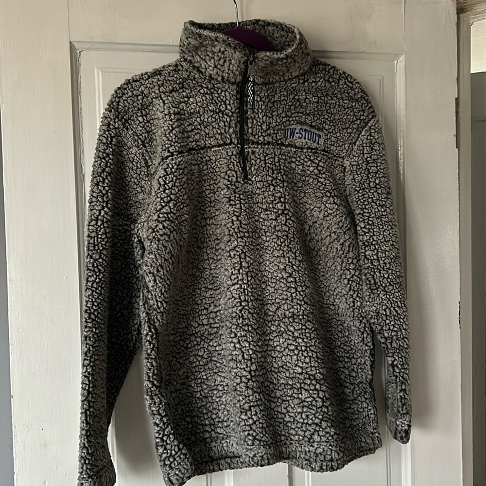 Sherpa black and grey partial zip sweater UW-stout